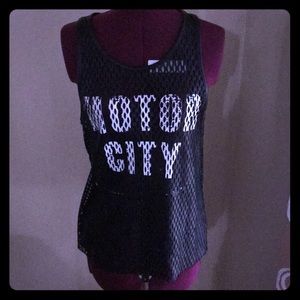 Rock and republic Moto city mesh tank